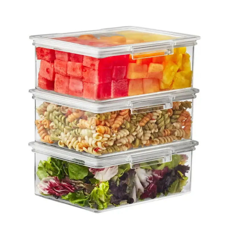 

Storage Containers, Pack of 3, Clear Plastic Food Storage Sushi container Food container with lid disposable Plastic food contai