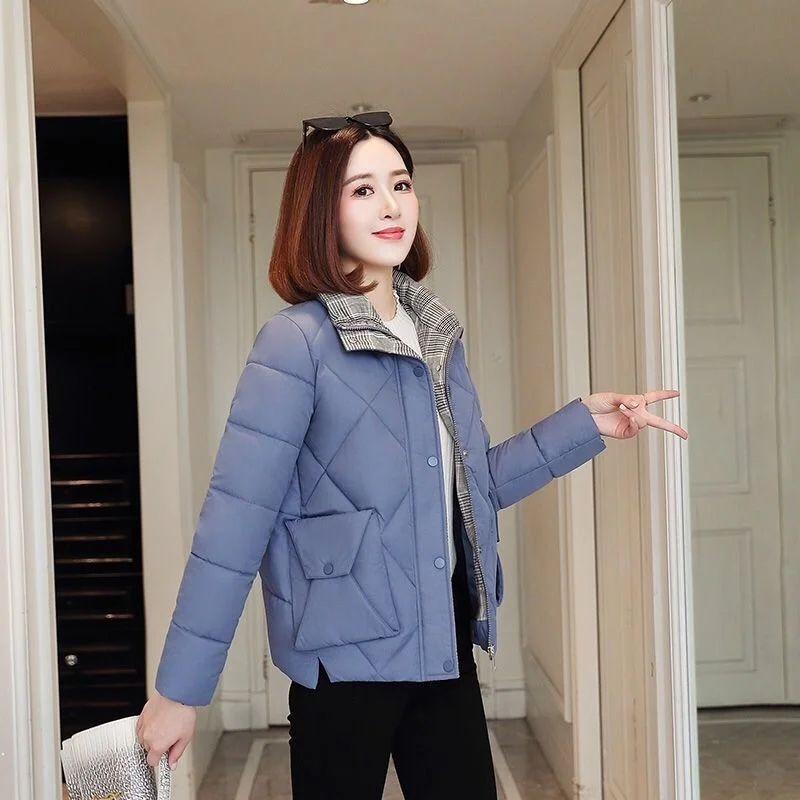 Office Lady Fashion Warm Down Coats Autumn Winter Women Simple Solid Colors Big Pocket Parkas New Korean Chic Casual Outwears