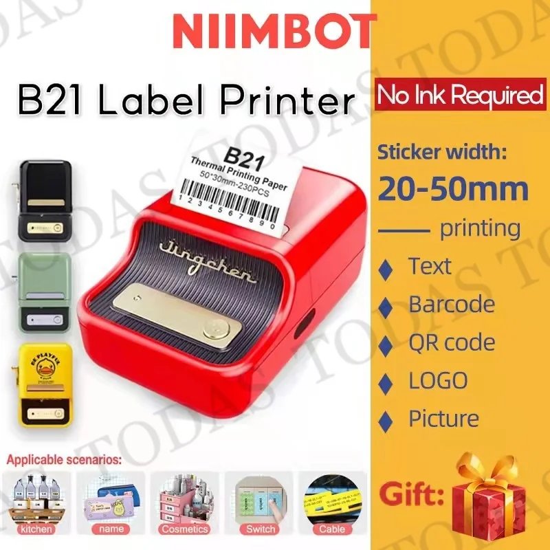 

Niimbot B21 Label Printer Portable Thermal Wireless Bluetooth Printer Used For Barcode Clothing Jewelry Fooder Machine Niimbot