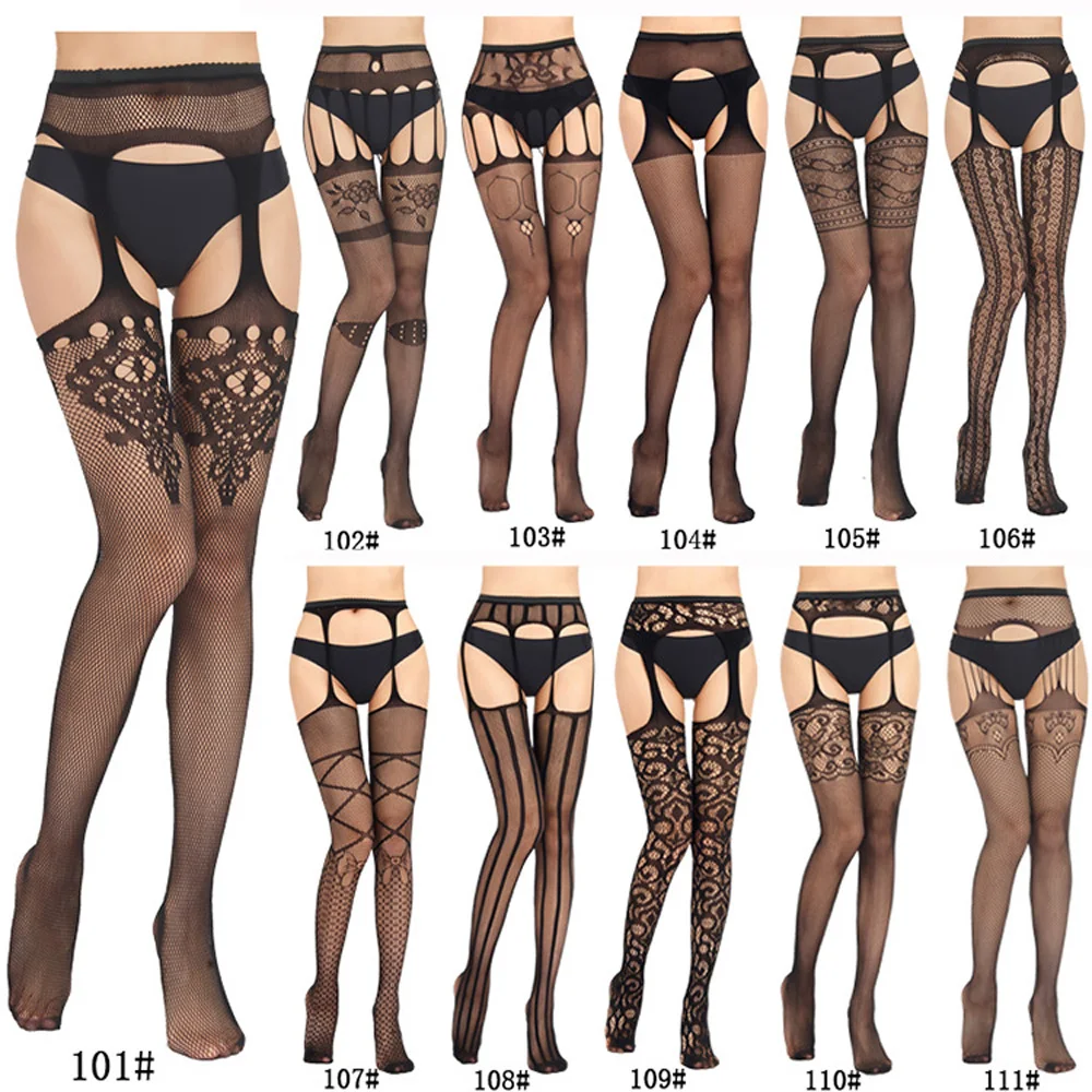 

Women Sexy Erotic Lingerie Stockings Fishnet Open Crotch Mesh Tights Bottomed High Pantyhose Party Club Black Body Stockings New