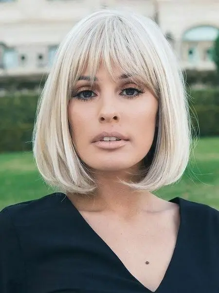 Новый сексуальный короткий прямой парик с челкой блонд синтетические парики