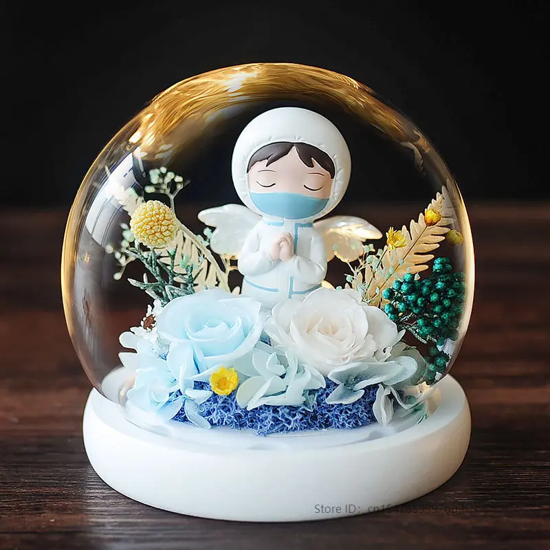

Teacher's Day Gift Practical White Angel Immortal Flower Rose Send Nurse Birthday Creative Doll Gift Ornament