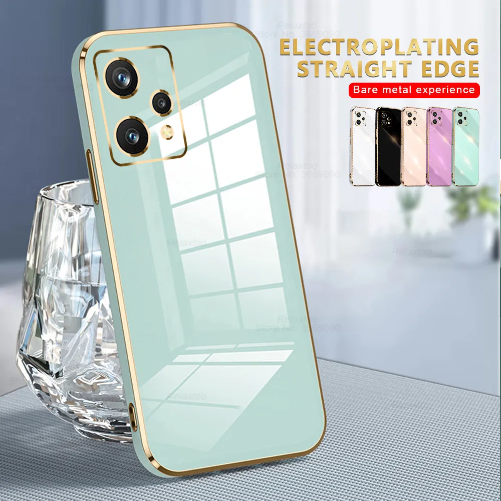 luxury plating square frame silicon case for oppo realme 9 pro plus proplus realme9pro realmi 9pro protection phone back cover free global shipping