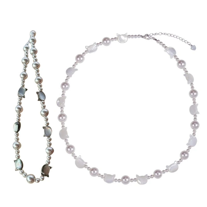 

F42F искусственный жемчуг шейная цепочка регулируемое колье ожерелье модные ювелирные изделия