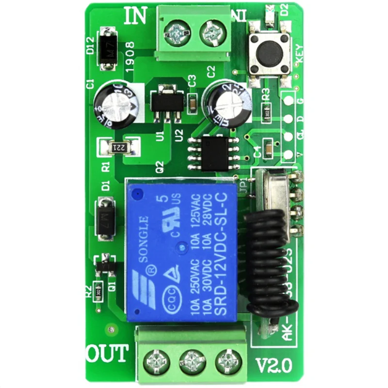 2000m DC 12V 24V 1CH Wireless rf Remote Control Switch Relay Output Radio receiver &amp 433 MHz controller garage door