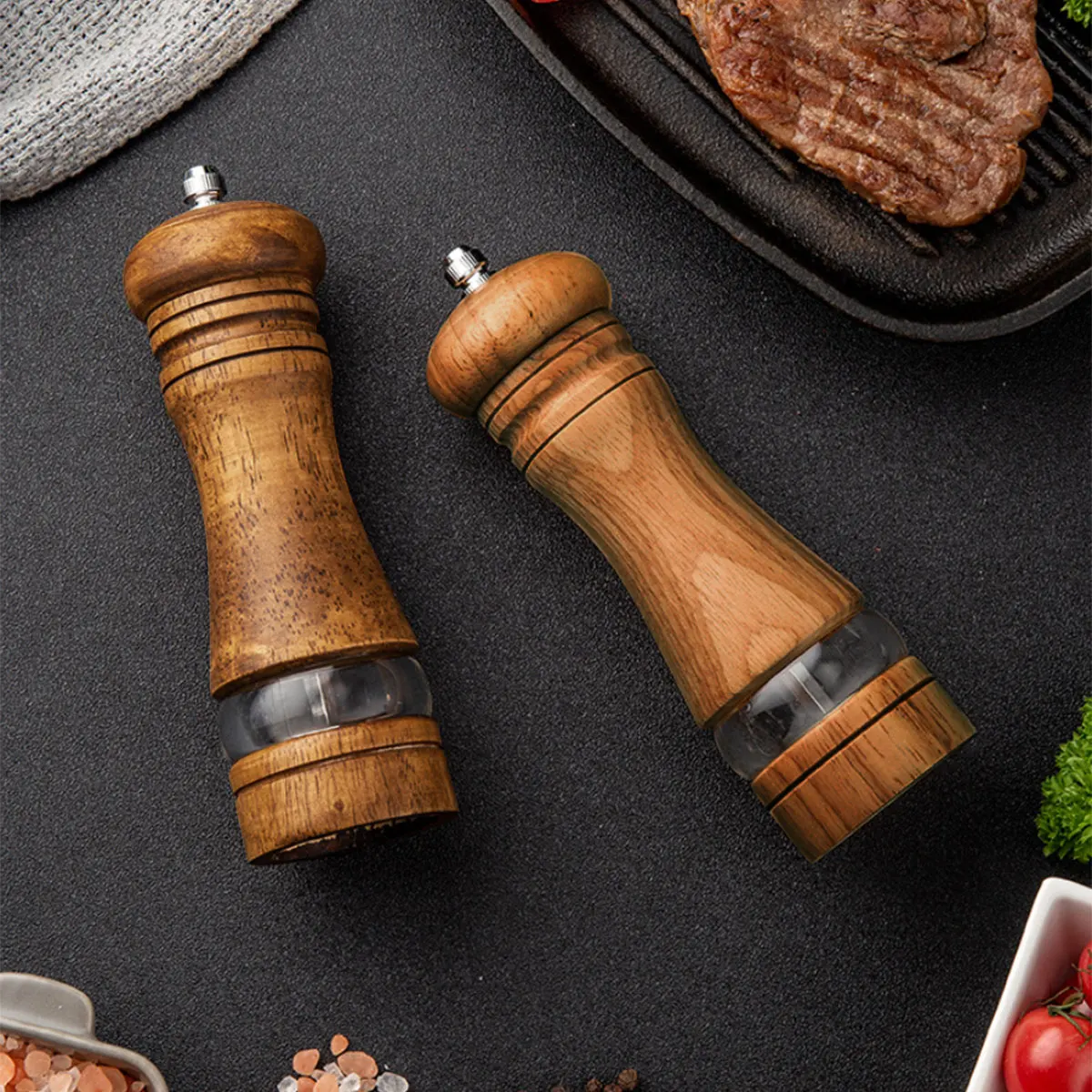 

2 шт., регулируемая ручная мельница для соли и перца