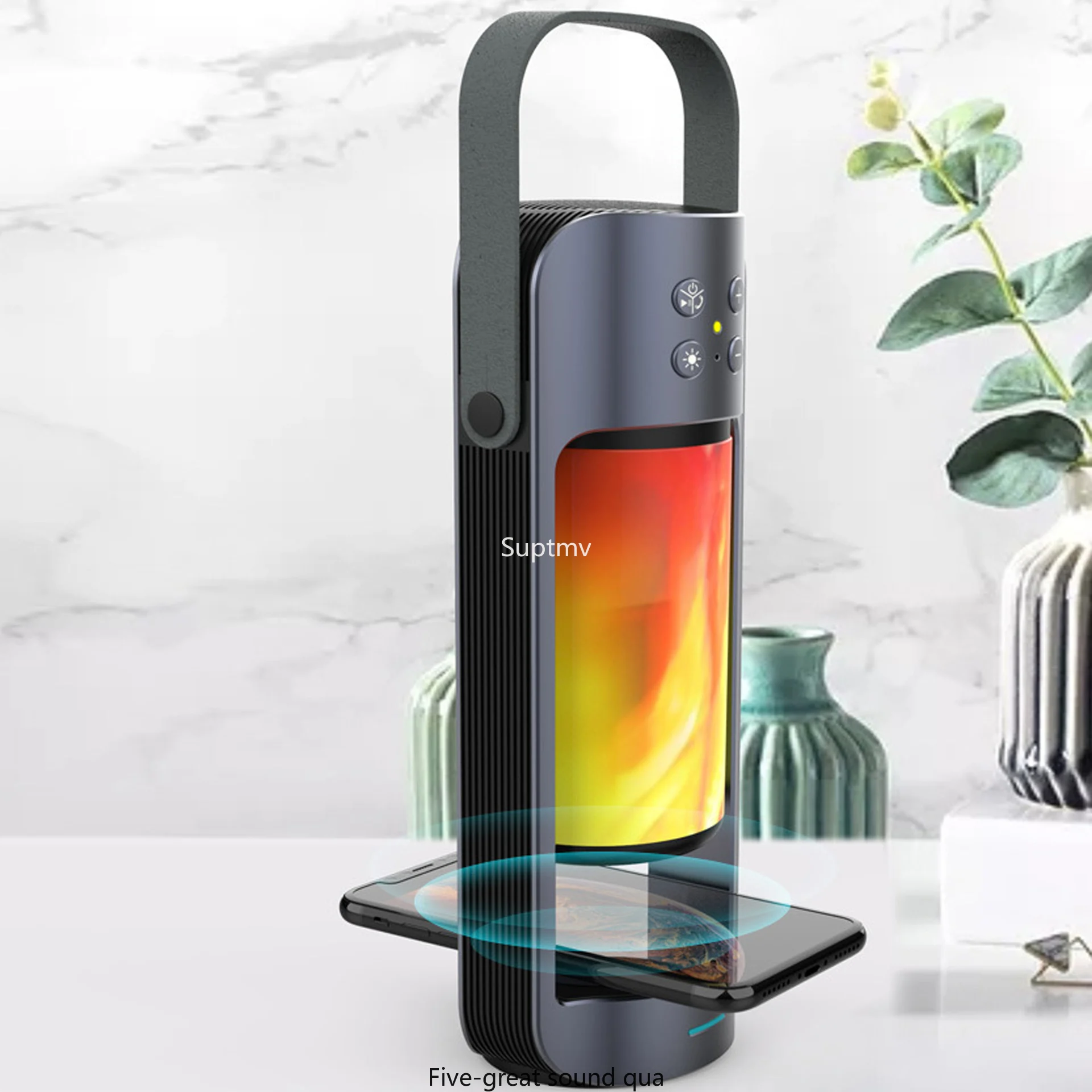 Портативный уличный Bluetooth-динамик для кемпинга 10 Вт лампа пламени аварийное