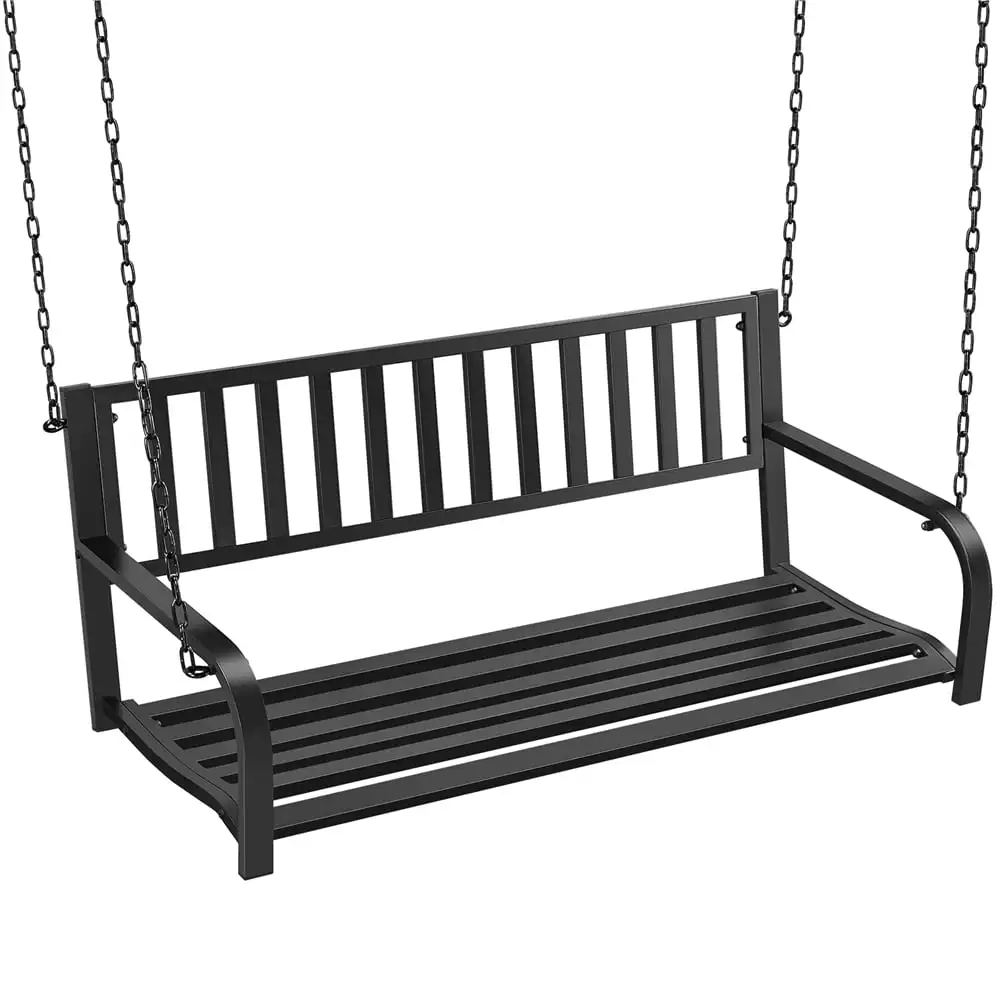 

SmileMart Hanging Iron Porch Swing for Outdoor, Black