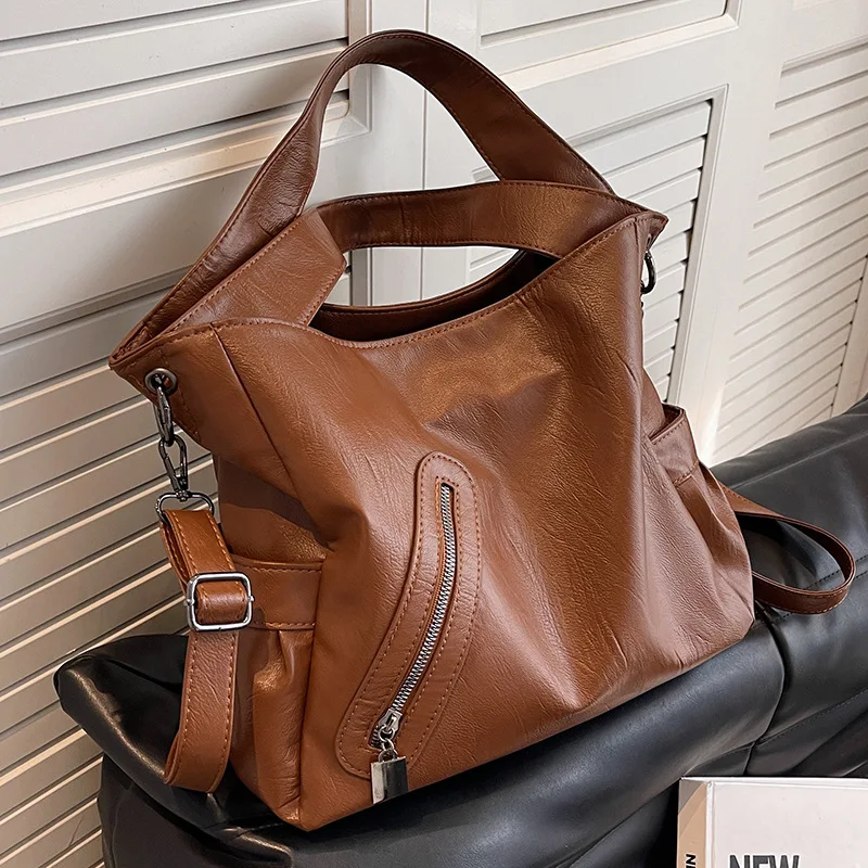 

Large Capacity Leather Single-shoulder Messenger Bags Commuter Broadband Handbag Satchel New Versatility Soft Fashion Organizer