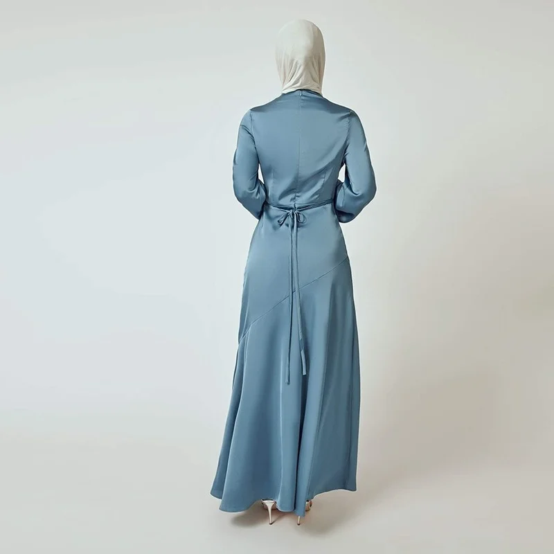 Ramadan Eid Mubarak Satin Dubai Abaya Saudi Arabic Turkey Islam Muslim Hijab Fashion Dress For Women Robe Longue Femme Kaftan