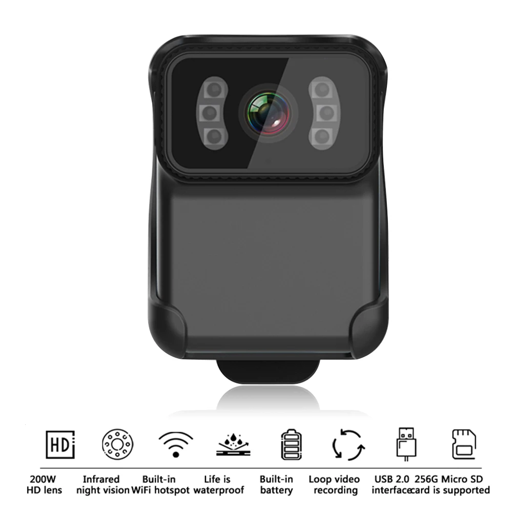 

CS02 1080P 200M Pixels Full HD WIFI Camera Law Enforcement Recorder MP4 Format DV Action Cam 900mAh Video Night Vision 256G