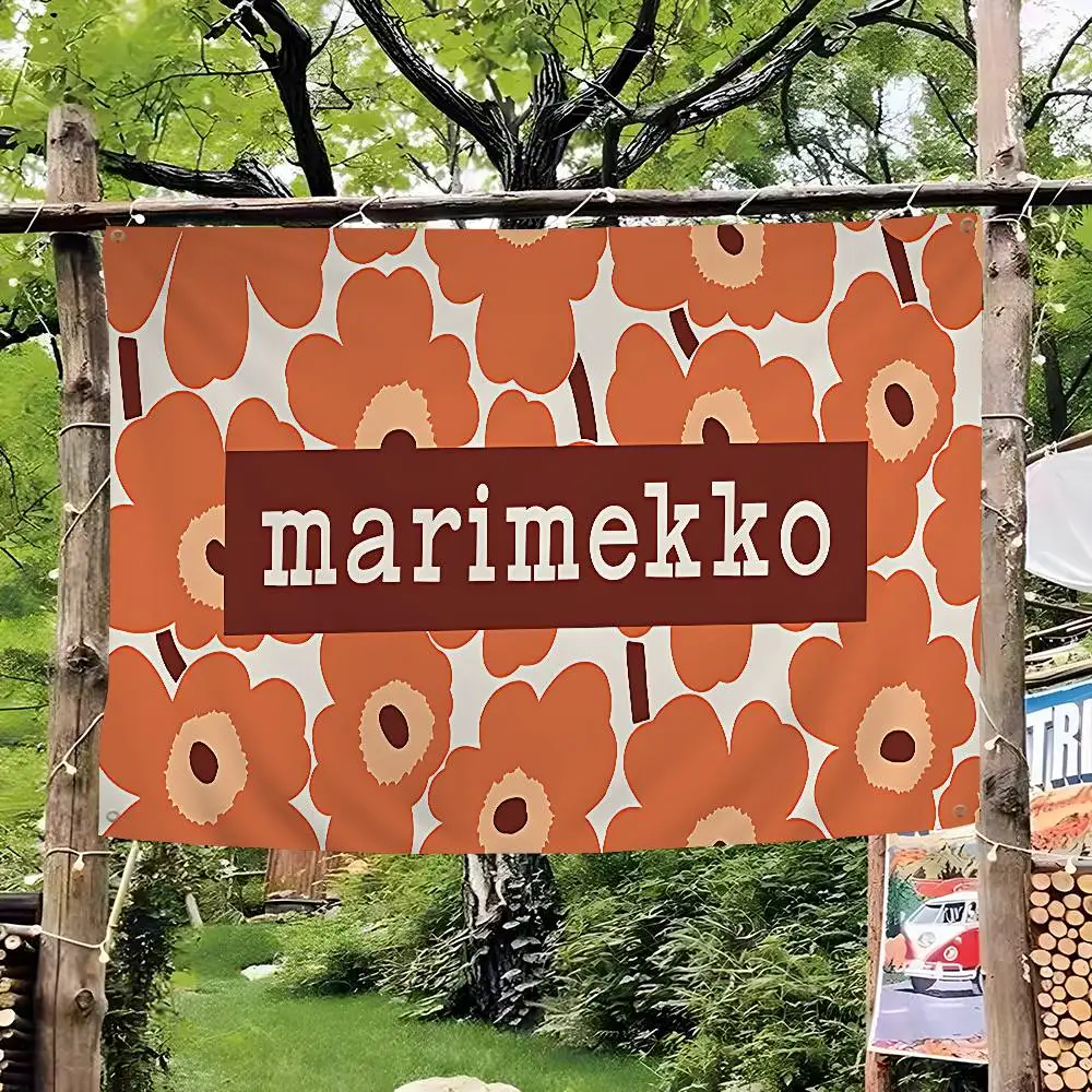 Фото Флаги Marimekko U-Unikko с цветочным узором для семейных встреч, создания атмосферы на природе, украшения для кемпинга, баннеры №4
