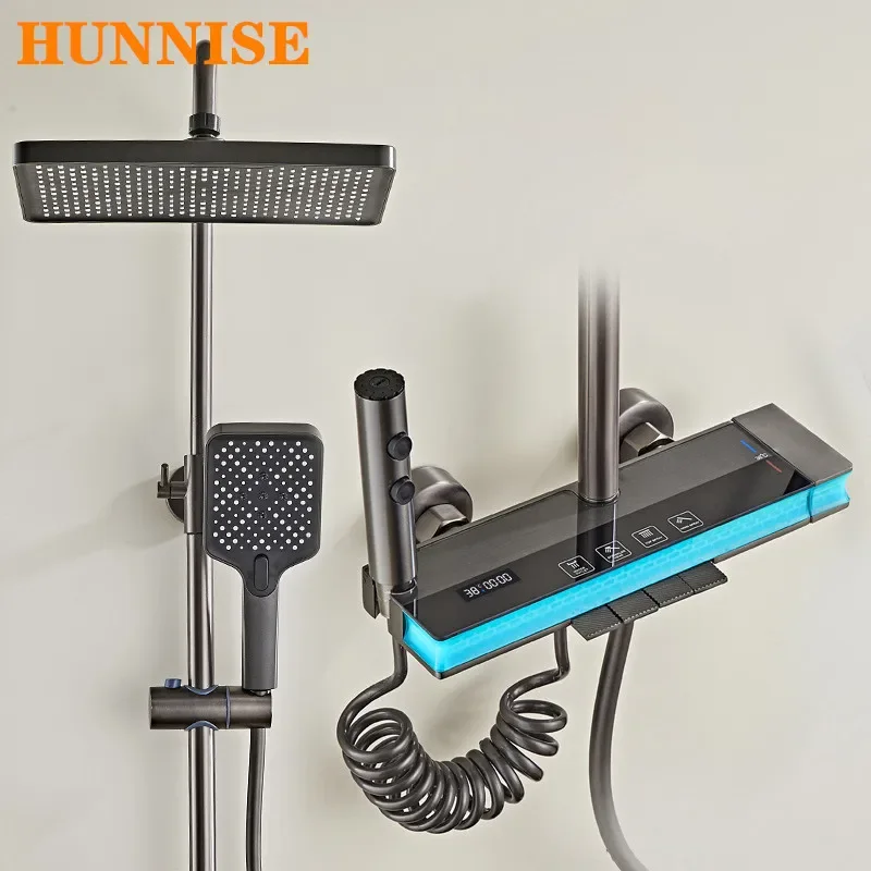 HUNNISE пианино цифровой набор для душа ванной комнаты качественный латунный