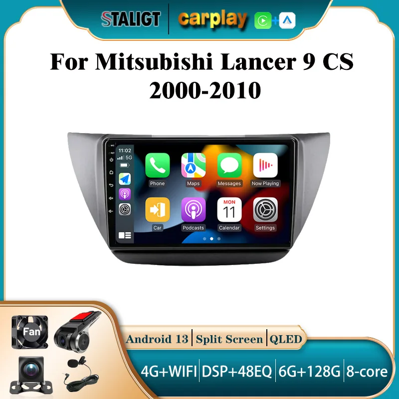 Авторадио 9-дюймовый автомобильный радиоприемник для Mitsubishi Lancer 9 CS 2000-2010