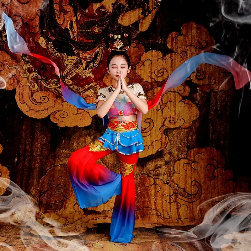 Костюм для музыкального барабана Feitian танцевальный костюм Dunhuang детский