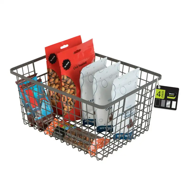 

Basket Organizer with Handles - 9 x 12 x 6 inch - Gunmetal - Set of 4 Shelves Bathroom shelves Caddy organizer Shower caddy port