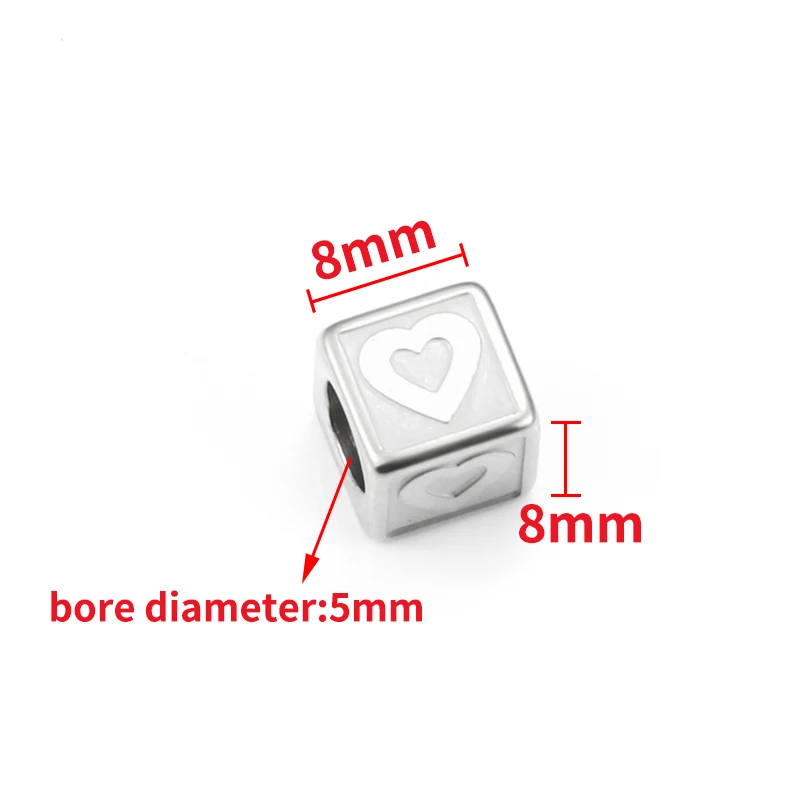 New Fashion Square Heart Beads For Jewelry Making Stainless Steel DIY Couple Necklace Bracelet Pendant Vacuum Plated 18k Gold