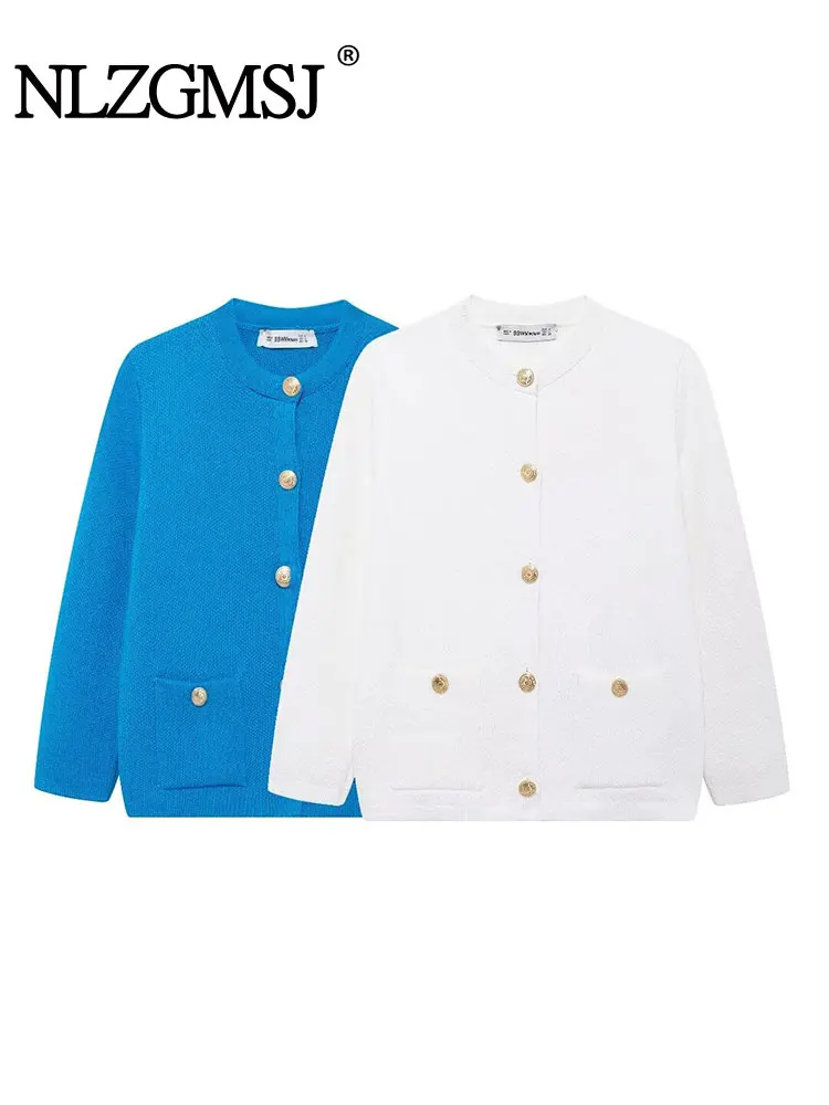 Женский трикотажный кардиган TRAF однобортный облегающий короткий свитер с