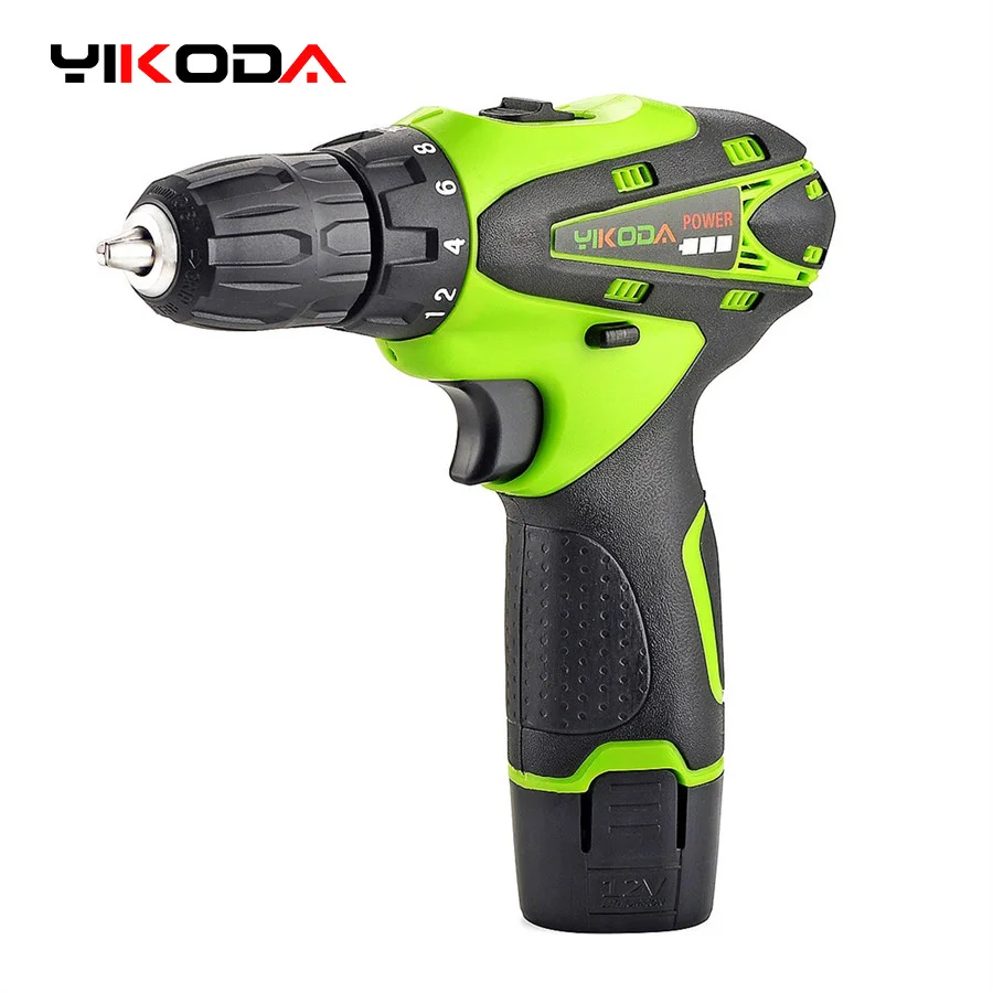 YIKODA 12V 16.8V 21V Electric Screwdriver Rechargeable Mini Cordless Drill Lithium-Ion Battery Two-Speed Driver DIY Power Tools