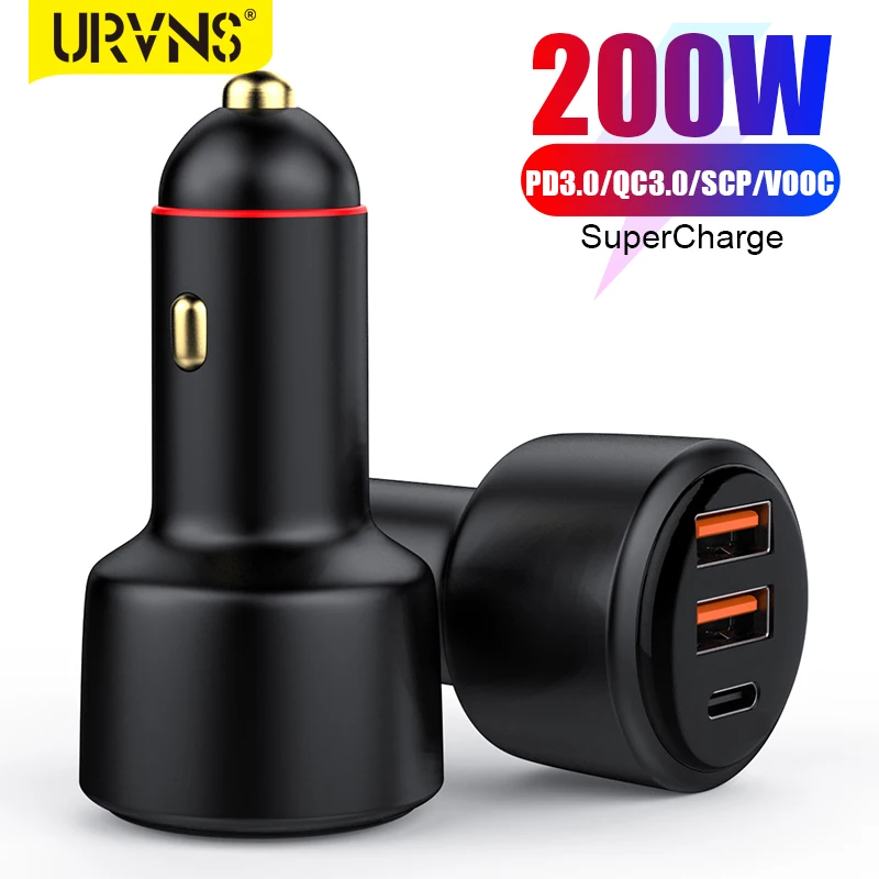 Автомобильное зарядное устройство URVNS 200 Вт USB PD 3 порта супербыстрая зарядка 100 65