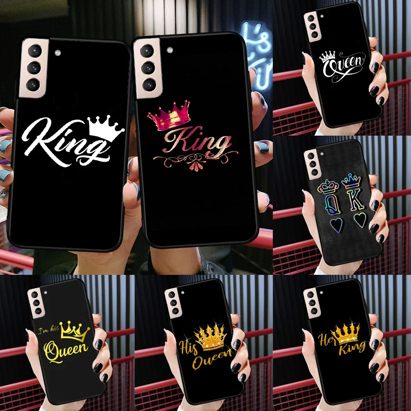 Crown QUEEN & KING Couples For Samsung Galaxy J3 J5 J7 A3 A5 J1 2016 2017 J2 Core A7 A9 J4 J6 A6 A8 Plus J8 2018 Case
