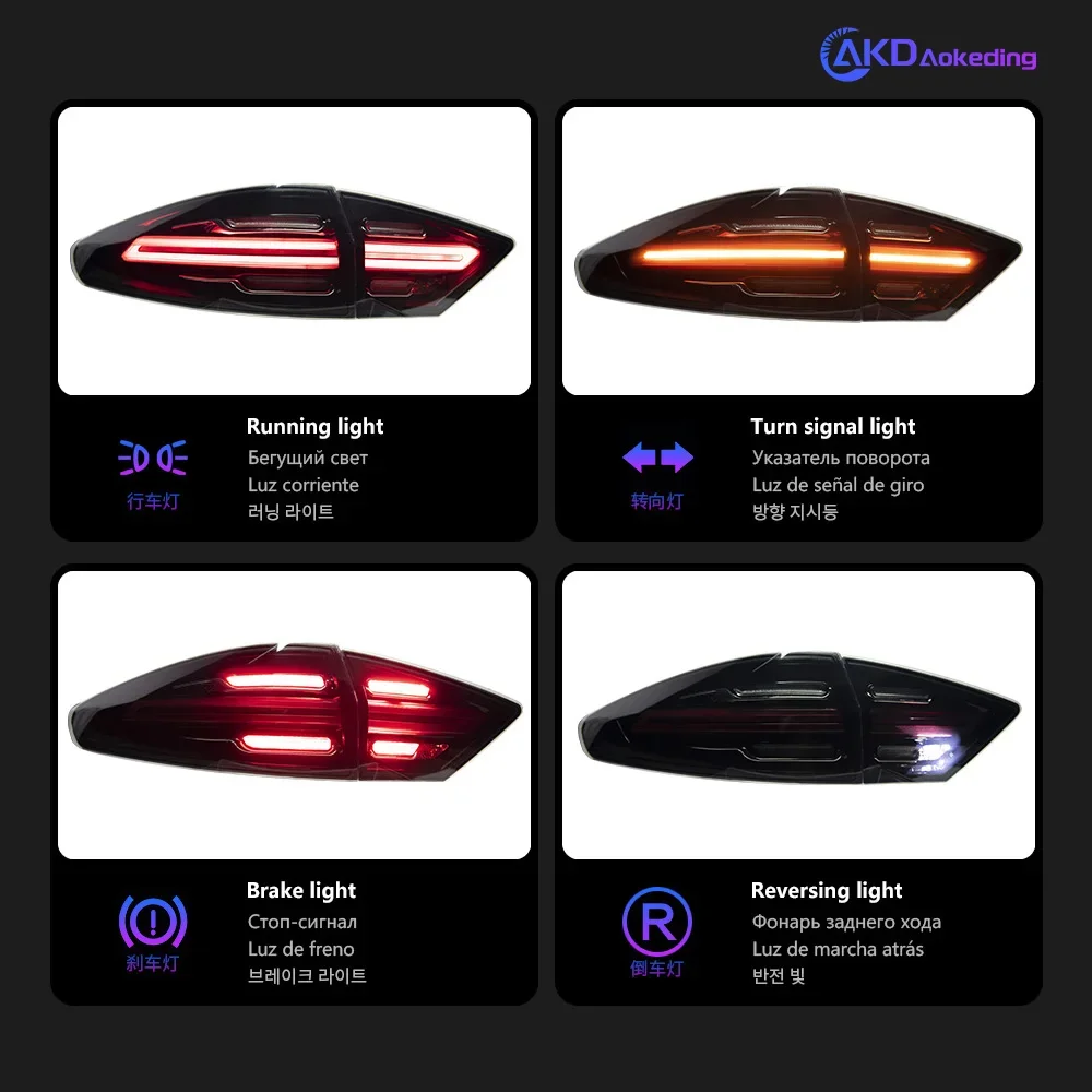 Фото Задние LED-фонари KQX для Ford Mondeo/Fusion 2013-2016: стоп-сигналы, указатели поворота, противотуманные фары, автоаксессуары №3