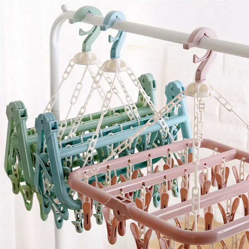 

5 Colors 32 Peg Dryer Washing Line Airer Clothes Horse Underwear Socks Pants Hanger