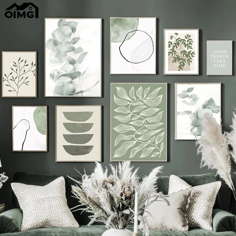 

Graphic Monstera Illustration Poster Green Botanical Plants Oil Painting Prints Abstract Tree Leaves Canvas Picture Home Decor