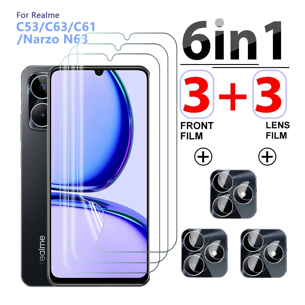 Гидрогелевая пленка 6 в 1 стекло для камеры Realme C53 C 53 35C 74 дюйма мягкая защитная C63 C61