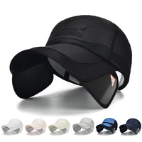 1pc new retractable visor hat woman beach hat headwear summer men fishing hiking outdoor uv protection cap mesh breathable