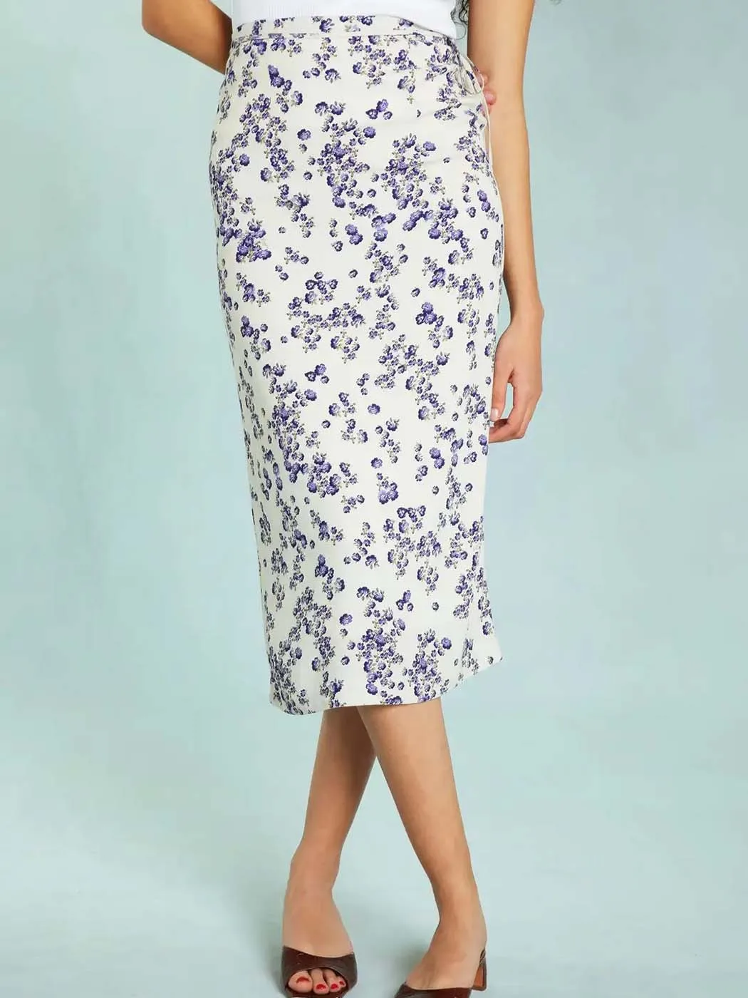 

Elegant Floral Print Long Skirt Women 2022 Summer Spring High Waist Zipper French Midi Skirts With Pocket Chic Cozy Office Lady
