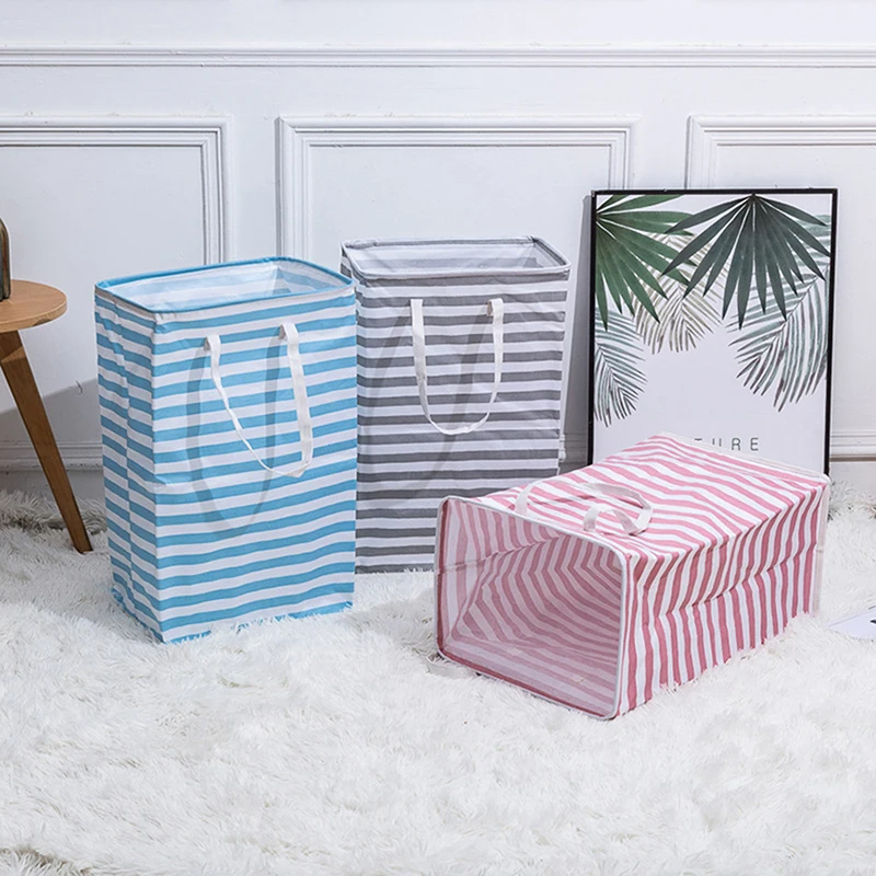 

72L Laundry Basket Large Clothes Storage Bag With Handle For Toys In Bedroom Foldable Hamper Simple Modern Striped Hand