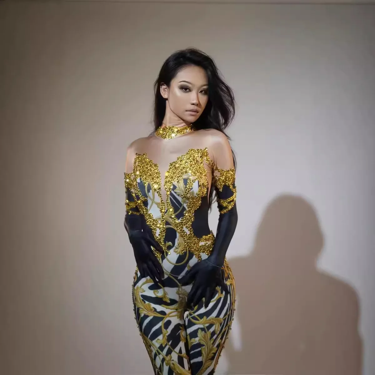 Цельные брюки для ночного клуба бара всей лошади футболка с варежкой женская