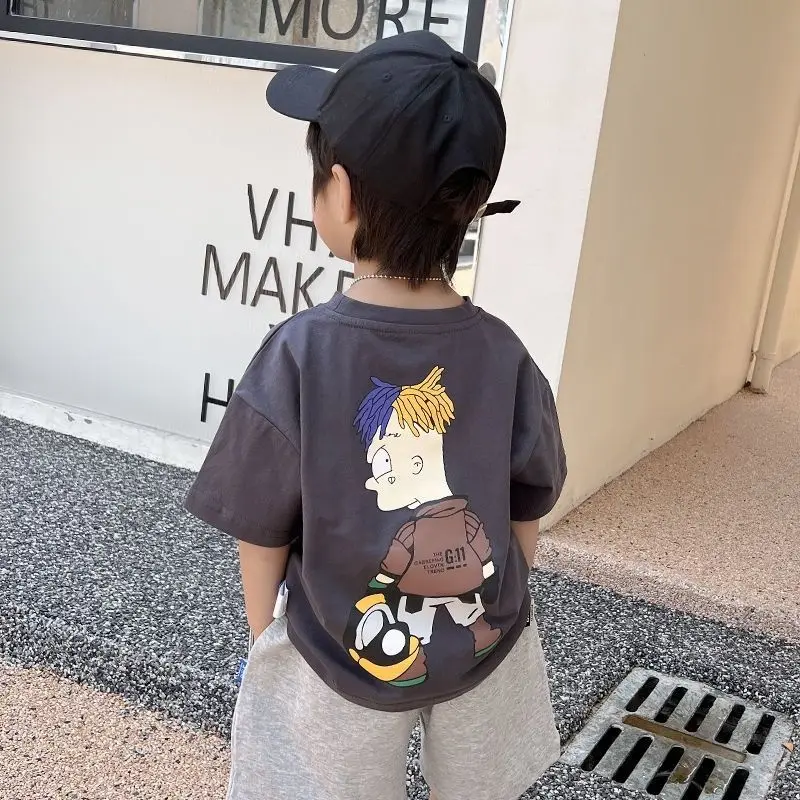 

100% Cotton Boy Baby Cartoon Short Sleeve T-shirt 2022 Summer New Children's Clothing Loose Stylish Trendy Top