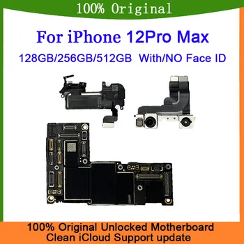 Original Test Good Mainboard For iPhone 12Pro Max Motherboard With Face ID 128/256/521GB Clean iCloud Logic Board Support Update