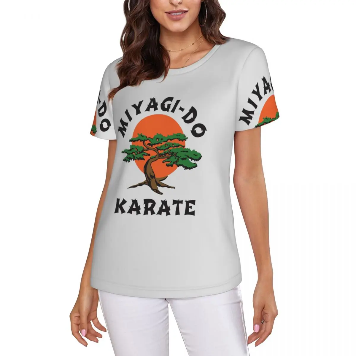 Фото Женская футболка Miyagi Do Jo Karate с короткими рукавами, одежда с круглым вырезом, хлопковые летние футболки, уличная одежда №1