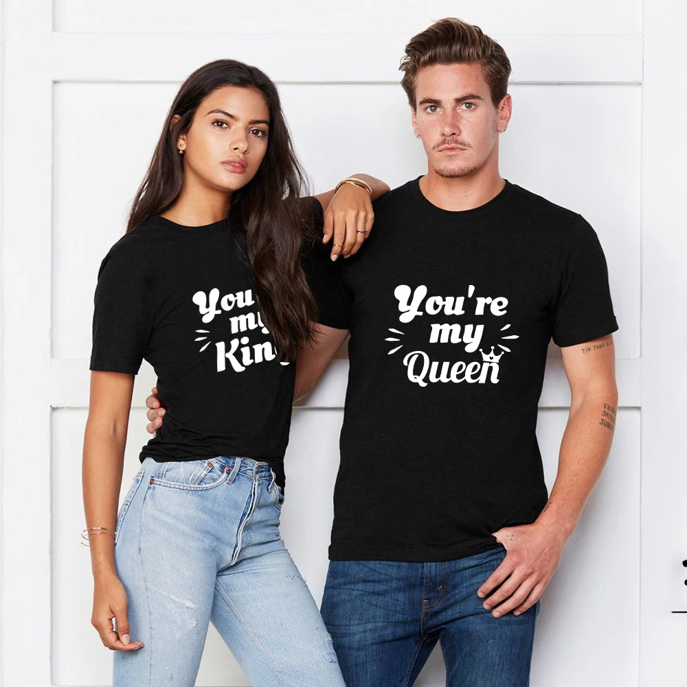 Couple T-shirt You are My King Queen Print Lovers Casual Short Sleeve Tees Clothes Summer Men Women Oversized T-shirt Tops