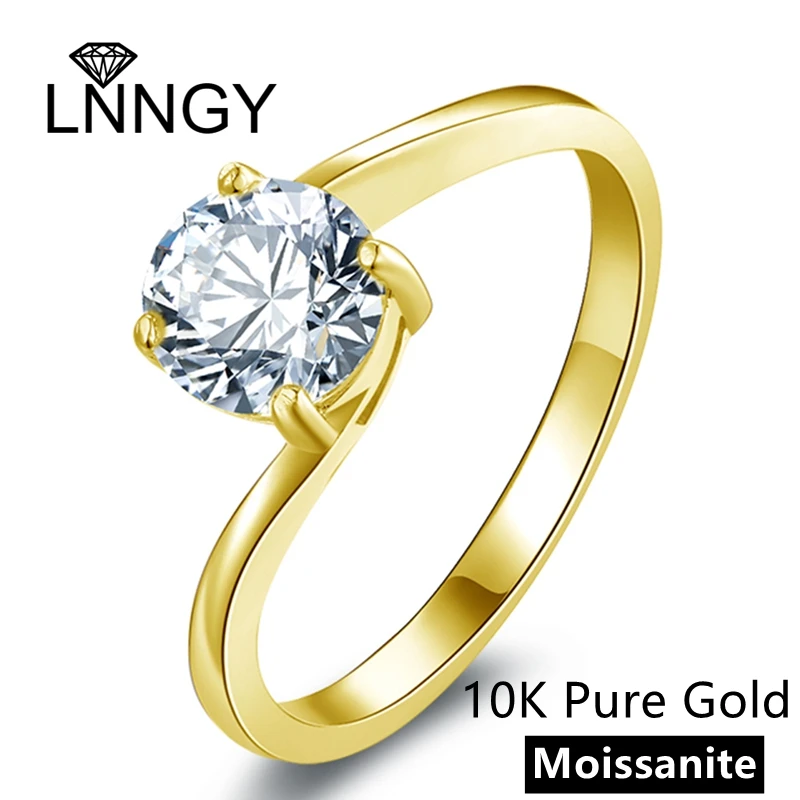 

Lnngy 6.5mm 1.0 Carat Moissanite Solitaire Rings Certified 10K Pure Real Gold Engagement Ring For Women 2023 Trending Jewelry