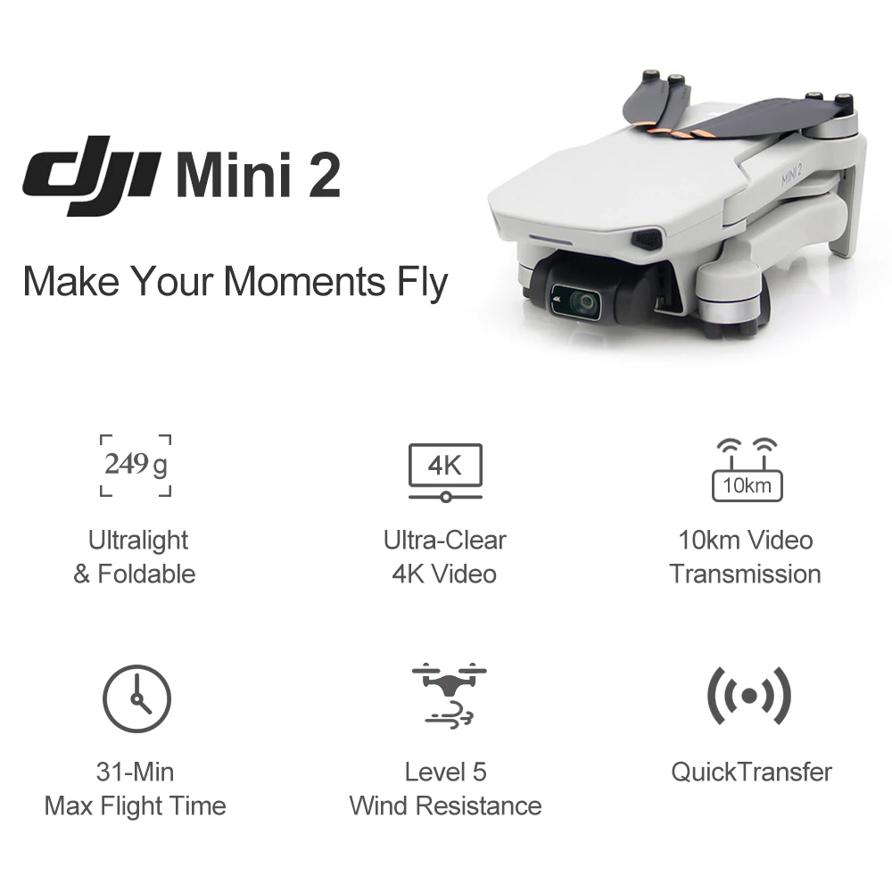 Ceny DJI Mini 2 Mavic Mini 2 Drony 4K Profesjonalny HD Dron Z Kamerą GPS Quadcopter 10km Transmisja RC FCC Wersja Helikopter 249g