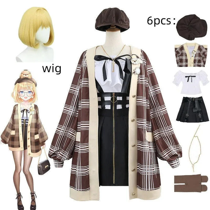 

Vtuber Watson Amelia Cosplay Costume Anime Hololive EN Clothes Women Uniform Top Skirt Coat Hat Necklace Set Halloween Outfit