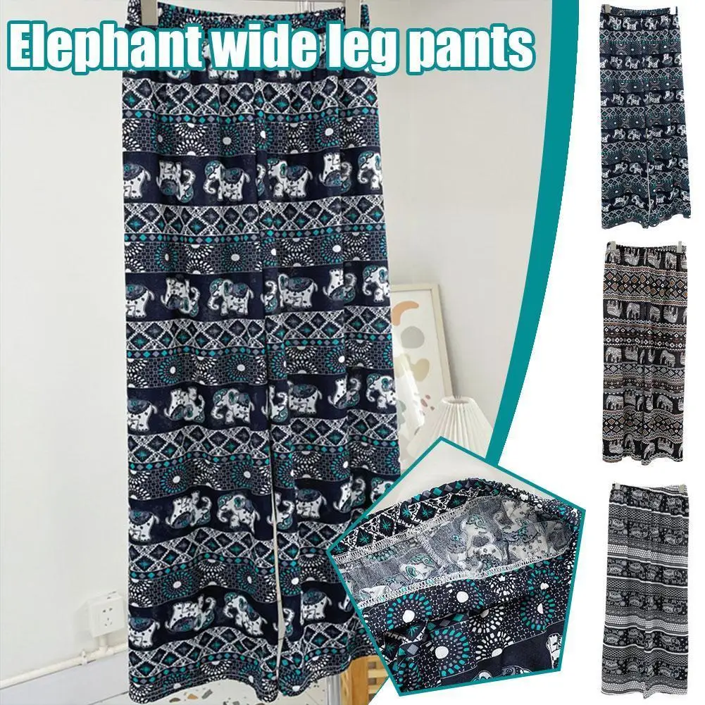 

Women Elephant Pants Wide Leg High Waisted Elephant Trousers Printed Pants Yoga Leisure Loose Lounge Comfortable Beach W4J4