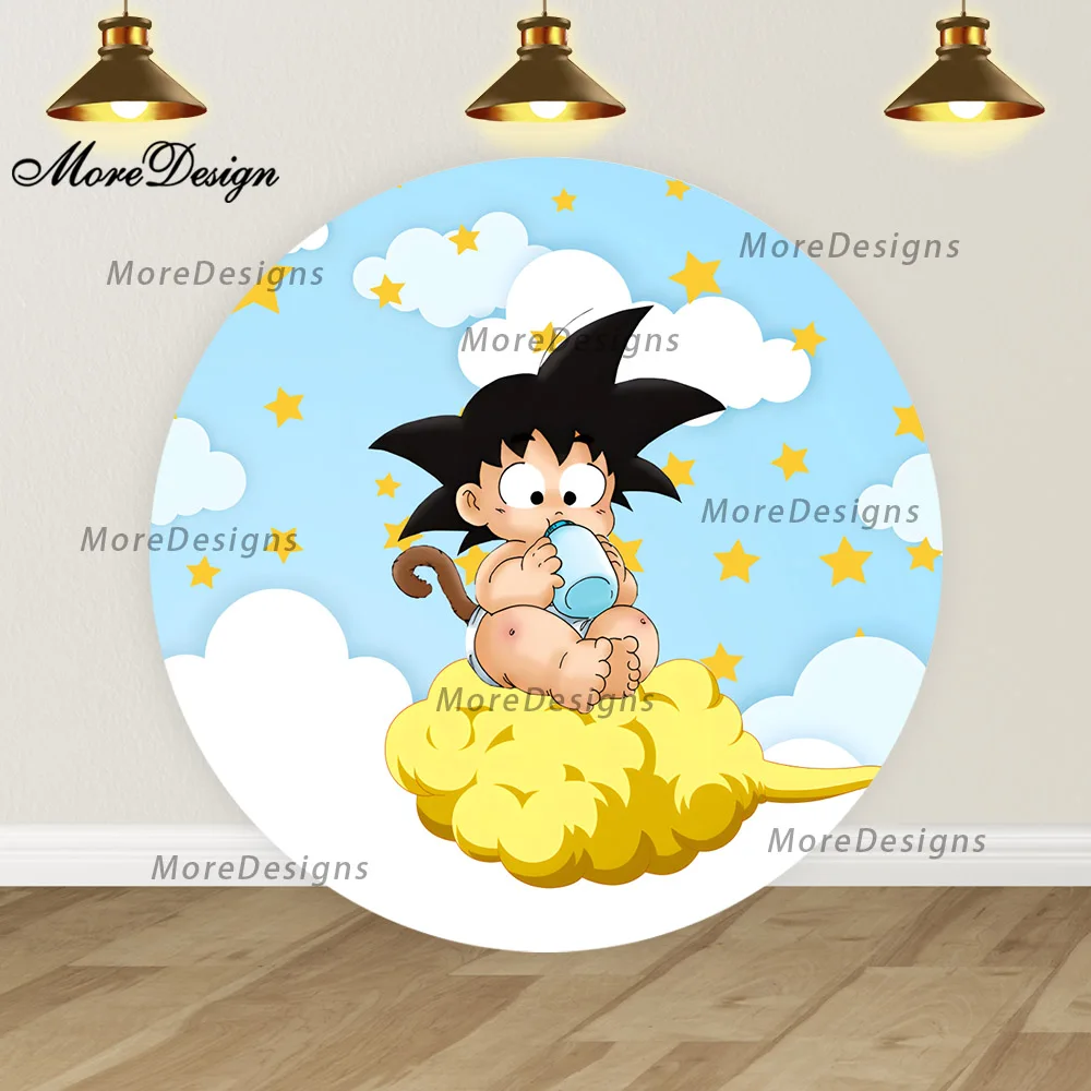 Фото Dragon Ball Baby Goku круглые чехлы детский душ фото фон для мальчиков декор на день рождения мультфильм виниловый полиэстер фото фон №4