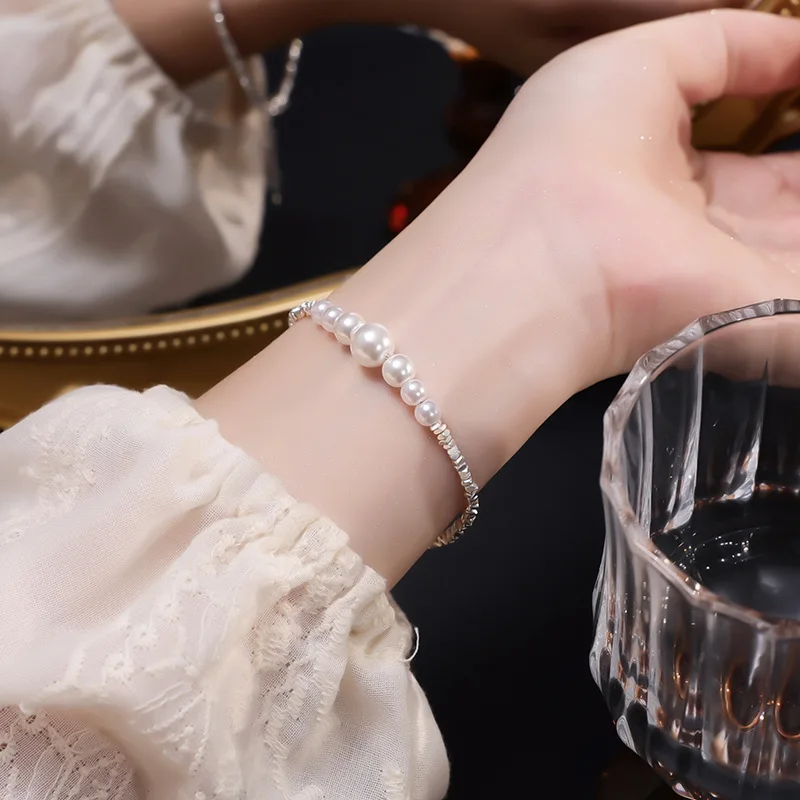 Sam Panda браслет из стерлингового серебра 925 пробы с измельченным жемчугом