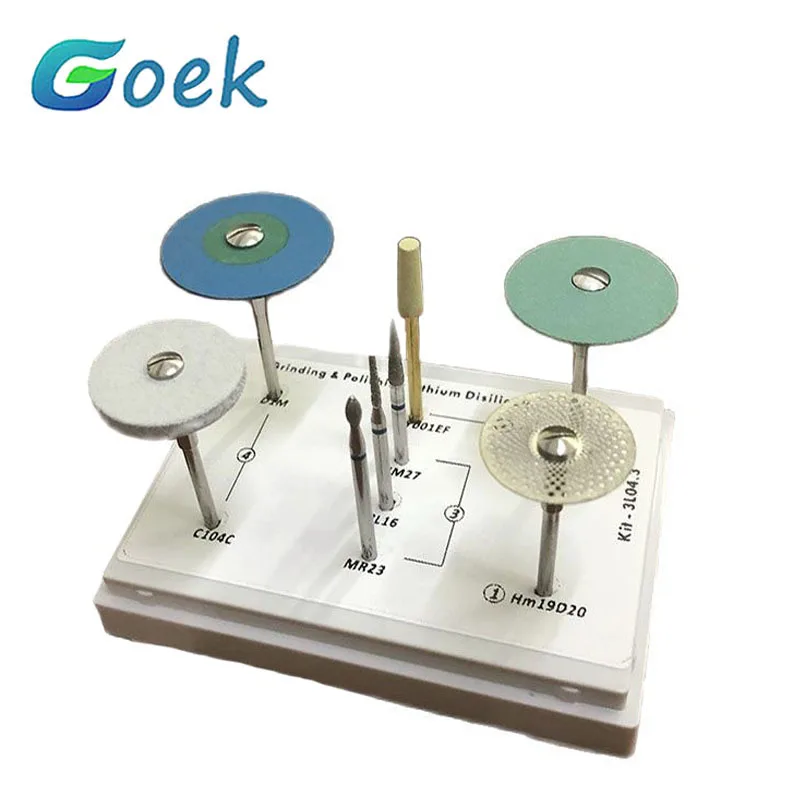 

Dental Grinding and Polishing Kit for Lithium Disilicate Dentistry Lab Tool Drill Peoducts Diamond Disc/Stones/Burs 8pcs/Set