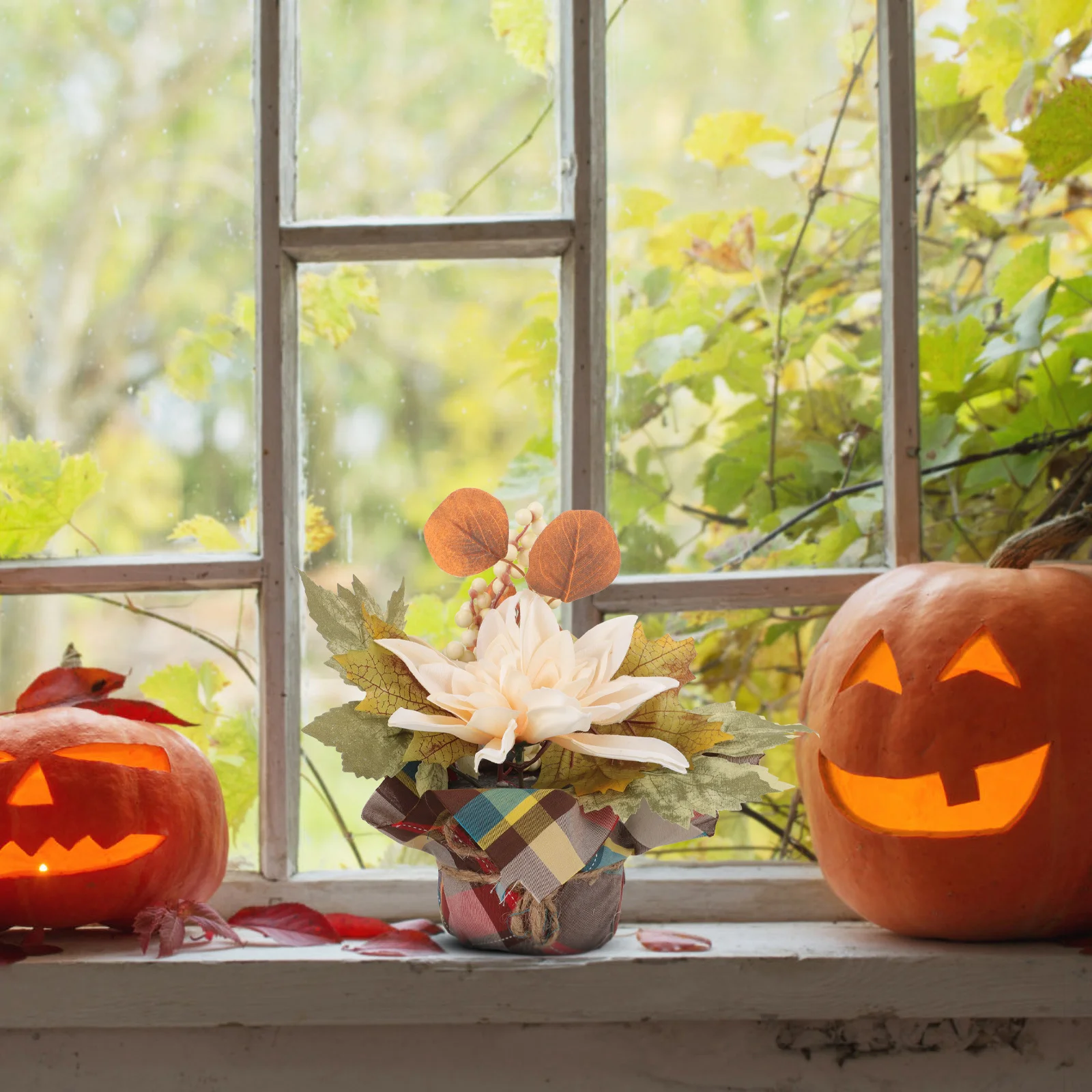 

Fall Flower Centerpieces Artificial Decor Fake Desktop Flowers Outdoor Porch Pot