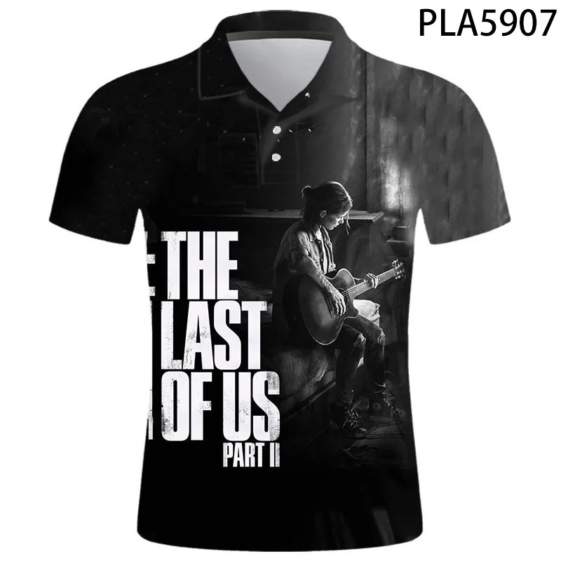 

New Summer Short Sleeve Men Shirt Streetwear 3D Printed Last Of Us 2 The Last Ofpart 2 Fashion Casual Hombre Camisas De Polo