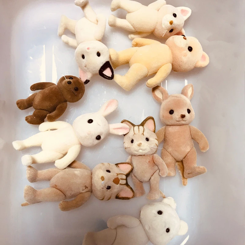 Фигурки животных в виде семьи леса кролика медведя собаки ворсистые фигурки