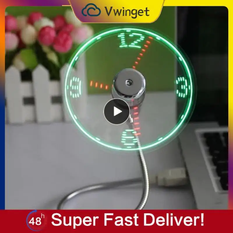 

Flexible Gooseneck Led Clock Cool True Clock Fan Durable Adjustable Real Time Display Usb Fan Hand Mini Fan Clock Fan
