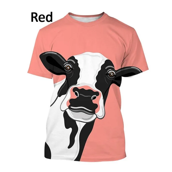 

Мужская рубашка с коротким рукавом, Повседневная футболка в стиле хип-хоп с 3D-принтом коровы и круглым вырезом, 2023