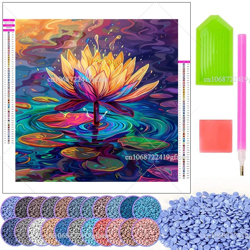 Цветы лотоса 5D DIY алмазная живопись полная дрель стразы Алмазная мозаика вышивка